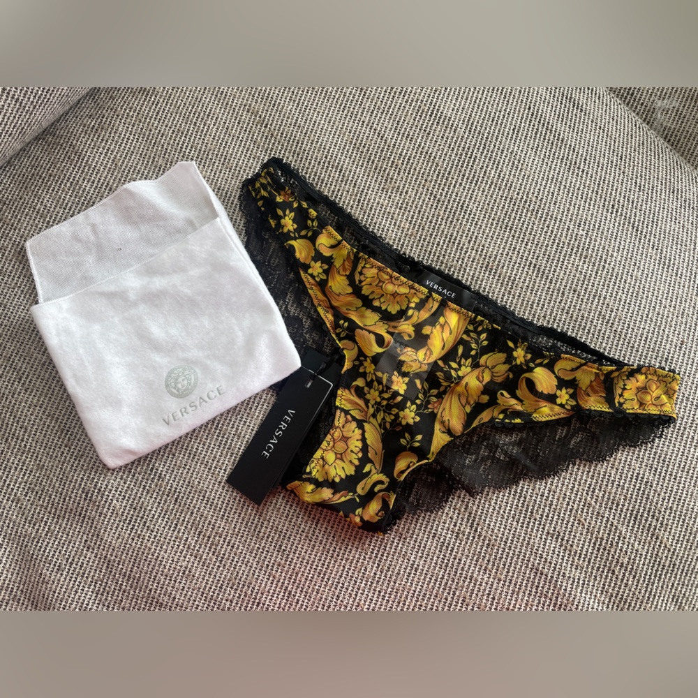 NWT Versace Black and Gold Panties